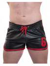 Leather training shorts with number