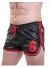 Leather training shorts with number