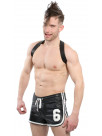 Leather training shorts with number