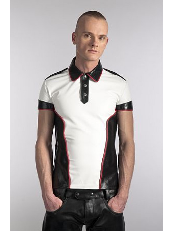 Biker Polo Shirt white-red-black